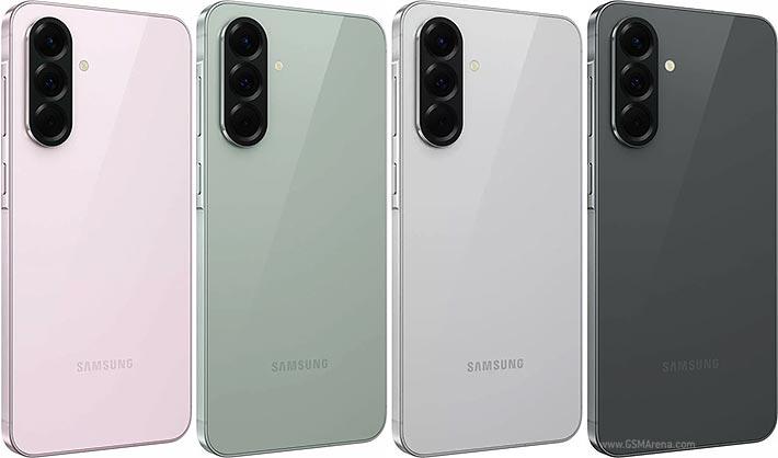 گوشی‌های Galaxy A56 سامسونگ در رنگ‌های مختلف: مشکی، نقره‌ای، آبی و سبز، با نمایشگر Full HD Super AMOLED